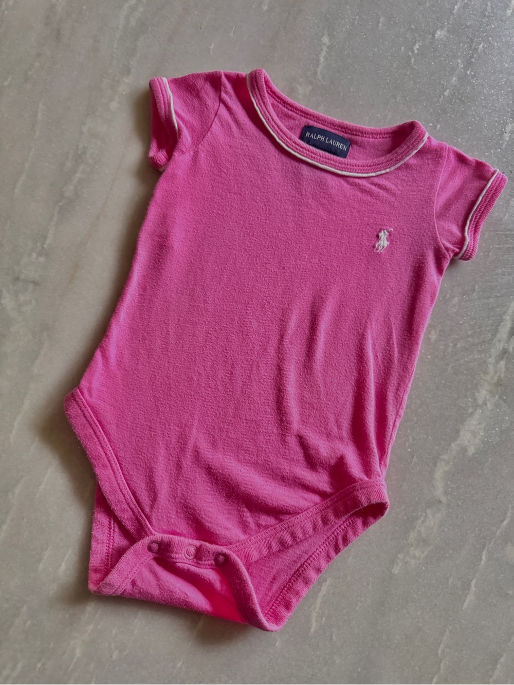 Vintage Ralph Lauren Pink Baby Onesie - Polo Logo